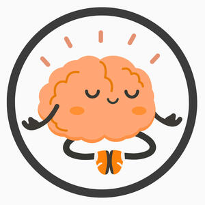 Happy Calm Brain by Layla Messner Icon of a happy, peaceful brain meditating